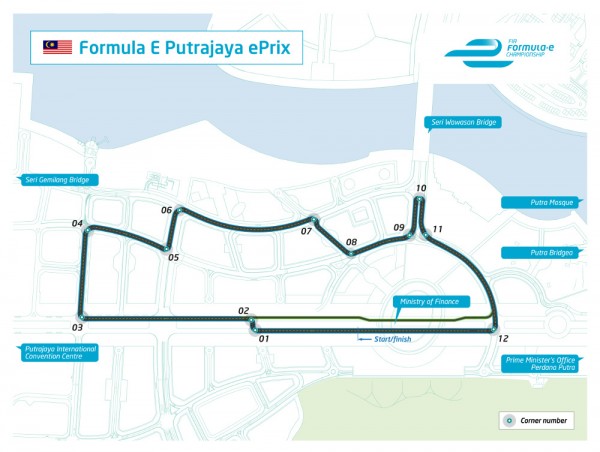 1. The layout for the first ever Formula E Putrajaya ePrix in Malaysia